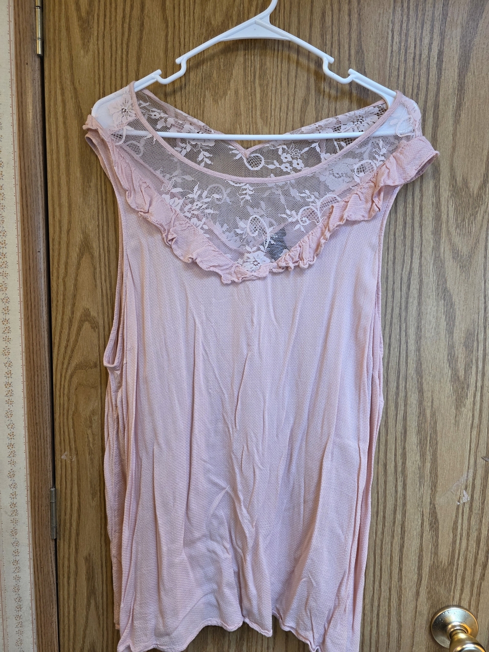 torrid Light Pink Lace-Trim Sleep Tank